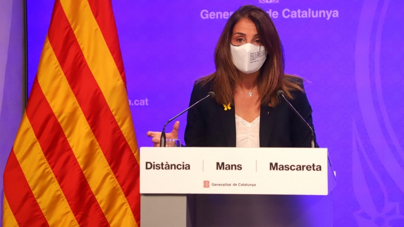 La portaveu del Govern, Meritxell Budó, durant la roda de premsa per explicar els acords del Consell Executiu.