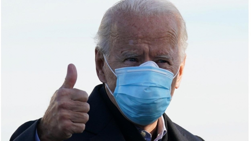 El candidato presidencial demócrata de Estados Unidos, Joe Biden, en el día de las elecciones en Wilmington, Delaware.