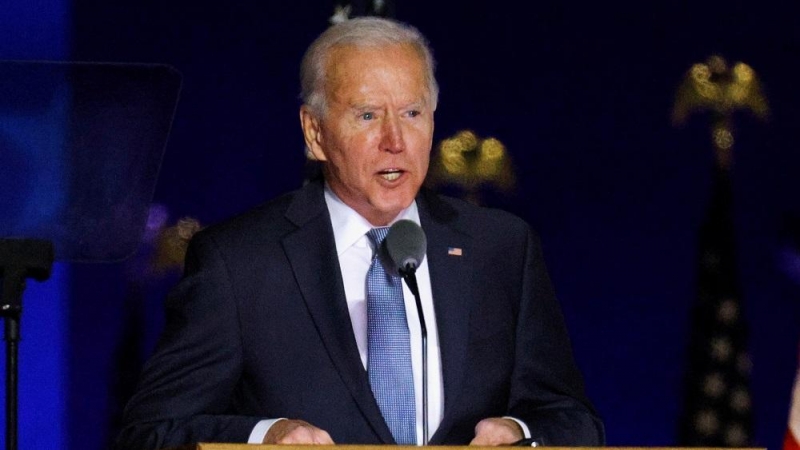 Joe Biden durante la comparecencia de este supermartes.