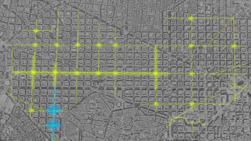 Mapa amb els nous eixos verds de l'Eixample que vol fer l'Ajuntament.