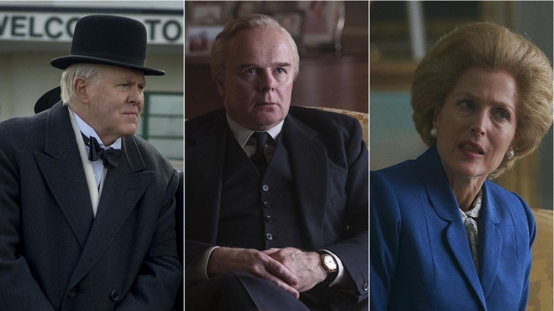 John Lithgow como Winston Churchill, Jason Watkins como Harold Wilson y Gillian Anderson como Margaret Thatcher.
