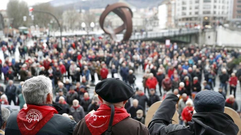 Imagen de archivo de una manifestación en Bilbao para reclamar pensiones dignas.