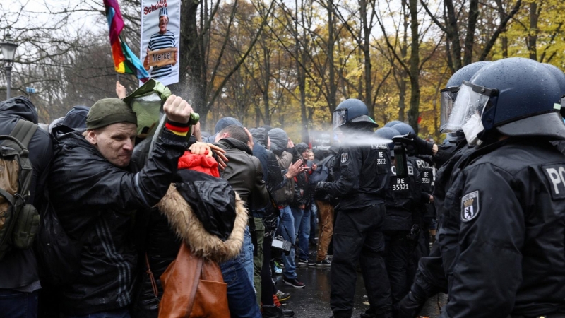 Una protesta contra las restricciones de la pandemia en Berlín