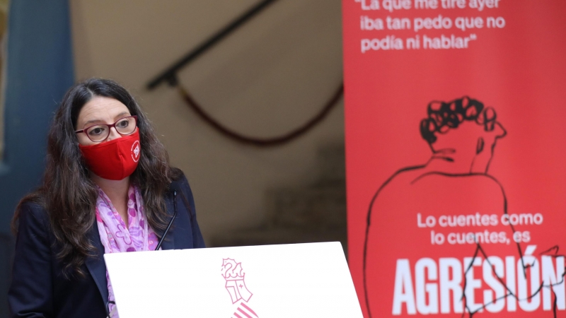 Mónica Oltra en la rueda de prensa.