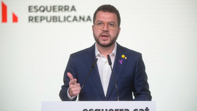 Roda de premsa del coordinador nacional d'Esquerra Republicana, Pere Aragonès, i el portaveu del partit al Congrés, Gabriel Rufián.