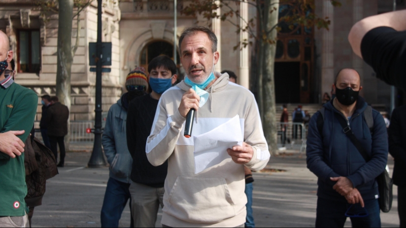 L'activista procànnabic Albert TIó en una roda de premsa dies abans d'entrar a la presó.