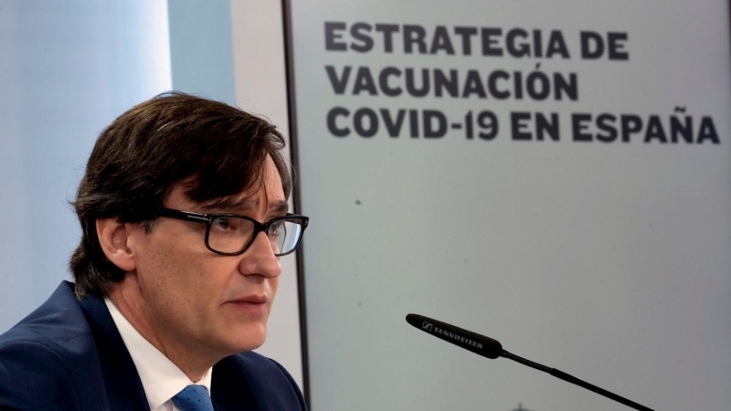 27/11/2020.- El ministro de Sanidad, Salvador Illa, durante la rueda de prensa para informar sobre la estrategia de vacunación.