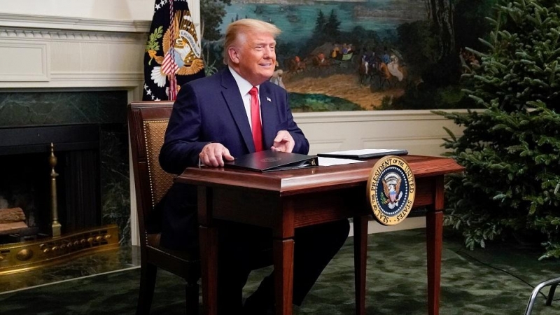 Donald Trump durante su discurso de Acción de Gracias.