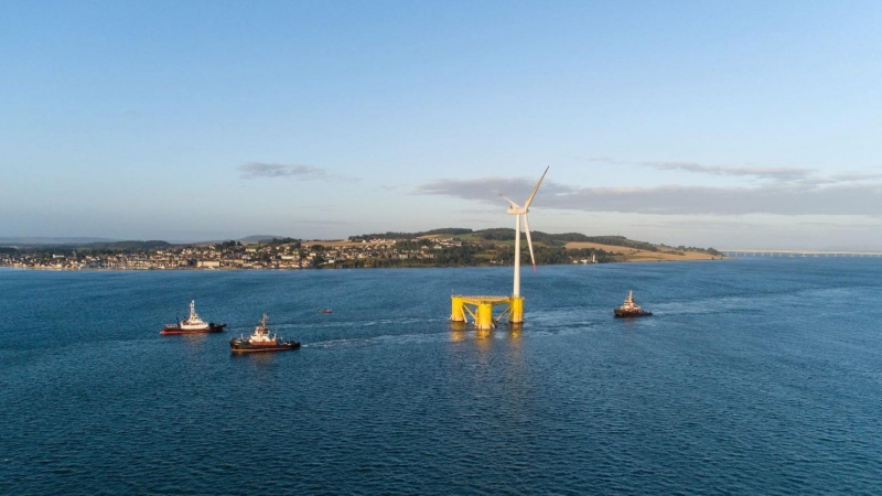 Parque eólico marino flotante Kincardine situado en Aberdeen (Escocia) y desarrollado por Cobra, la filial de ingeniería de ACS.