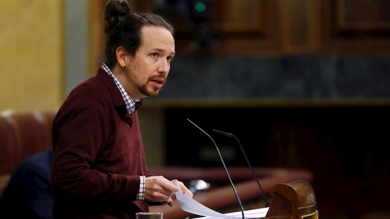 02/12/2020.- El vicepresidente segundo del Gobierno, Pablo Iglesias, durante el debate del proyecto de presupuestos generales del Estado para 2021 en el Congreso este miércoles. EFE/Ballesteros