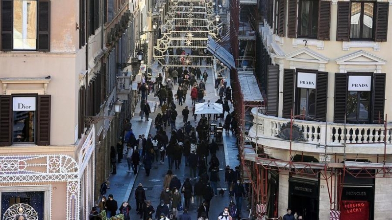 El centro de Roma durante la navidad de 2020.