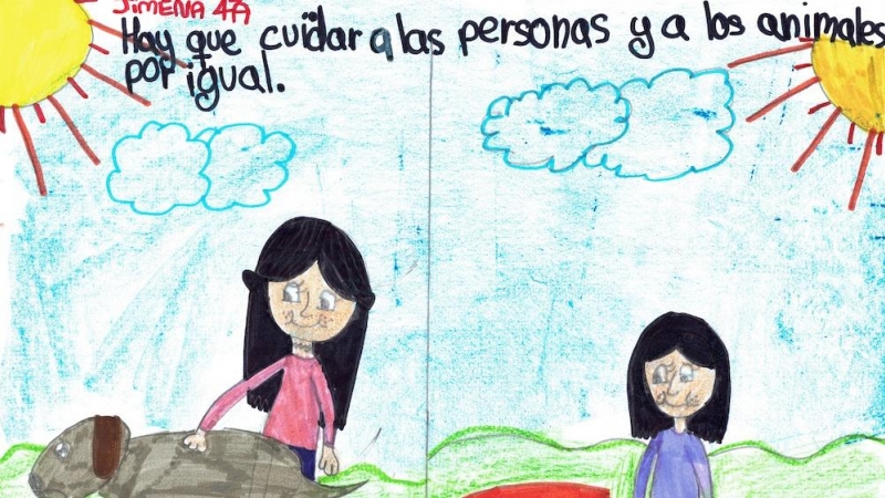 Un dibujo de Jimena, una alumna de un colegio de Valladolid, sobre los derechos de los animales.