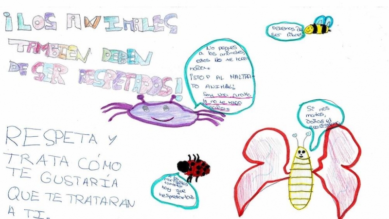 Un dibujo de Lucía, una alumna de un colegio de Valladolid, sobre los derechos de los animales.