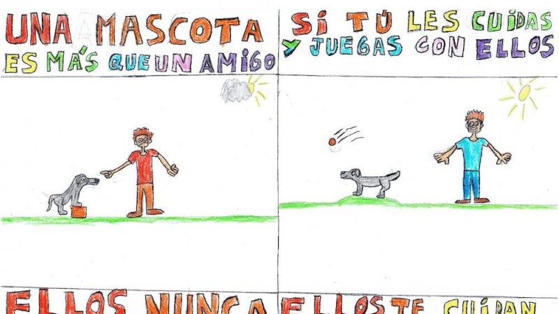 Un dibujo de Pablo, un alumno de un colegio de Valladolid, sobre los derechos de los animales.