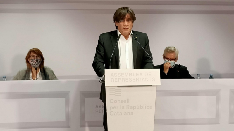 Carles Puigdemont en l'acte de Brussel·les del Consell per la República.