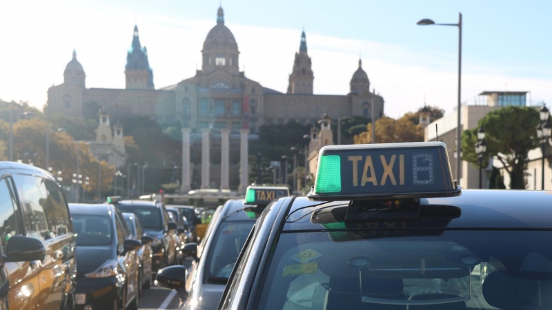 Una protesta del sector del taxi a Barcelona.