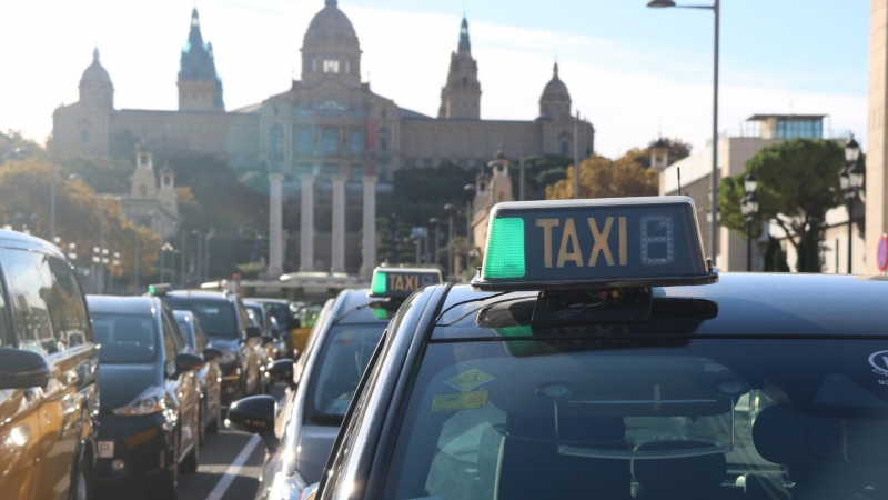 Una protesta del sector del taxi a Barcelona.