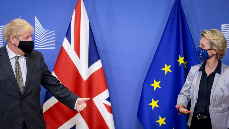 El primer ministro de Reino Unido, Borish Johnson, y la presidenta de la Comisión Europea, Ursula von der Leyen