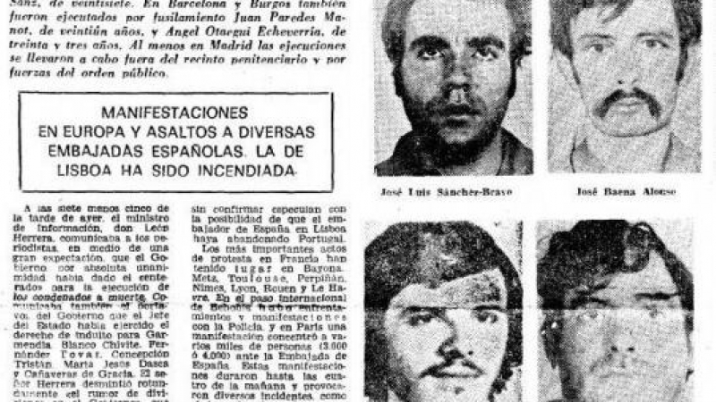 26/12/2020. Imagen en prensa de los últimos sentenciados a muerte por el régimen franquista. - Cedida