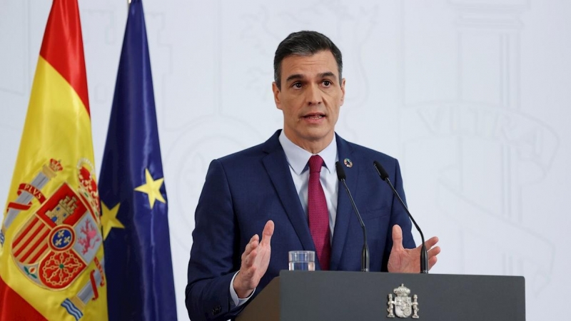 El presidente del Gobierno español, Pedro Sánchez, hace balance del año tras la última reunión del Consejo de Ministros de 2020. EFE/Chema Moya