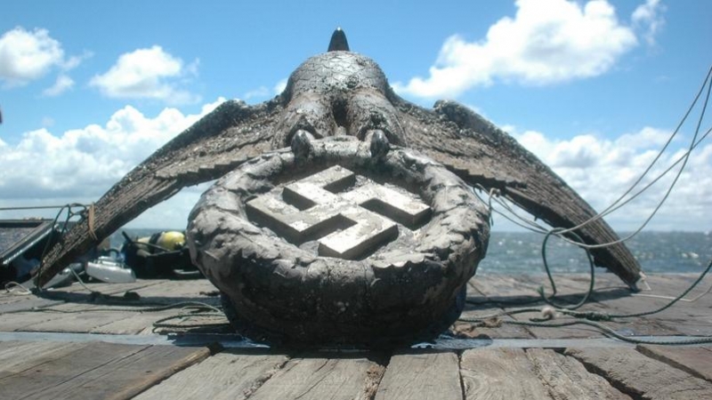 Águila de bronce con la esvástica entre sus garras que pertenecía al Graf Spee.