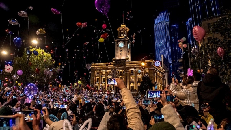 Celebración del Año Nuevo en Wuhan.