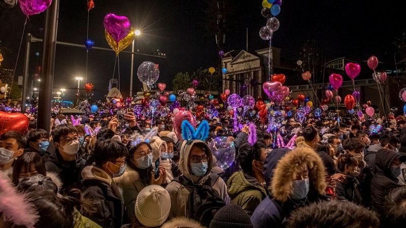 Celebración del Año Nuevo en Wuhan.