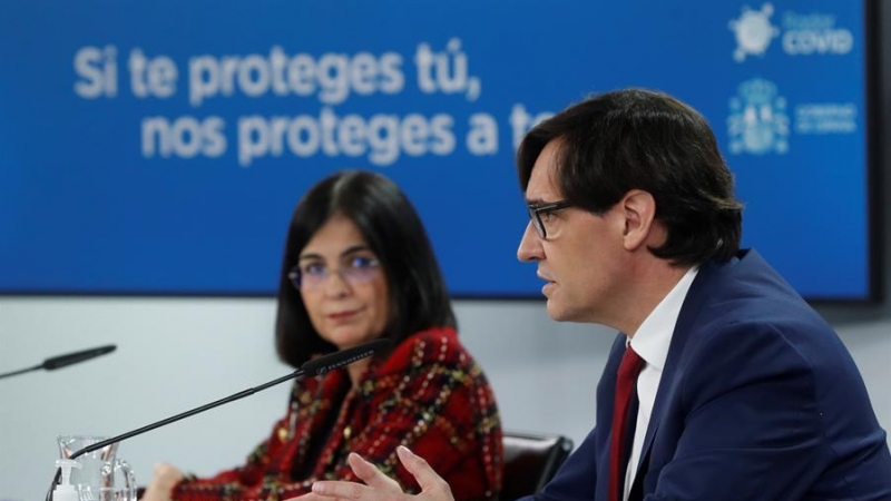 Los ministros de Sanidad y Política Territorial, Salvador Illa y Carolina Darias, respectivamente, comparecen en rueda de prensa este viernes tras la reunión del Comité de seguimiento del coronavirus.