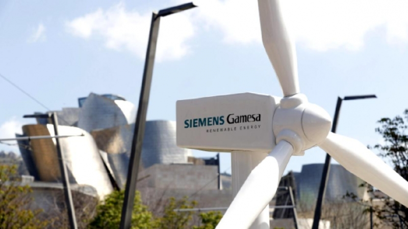 Un molino que fabrica la compañía Simens Gamesa, donde se celebra la Junta de Accionistas de 2019.