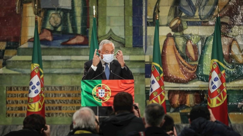 Marcelo Rebelo de Sousa celebra su victoria en las presidenciales de Portugal.