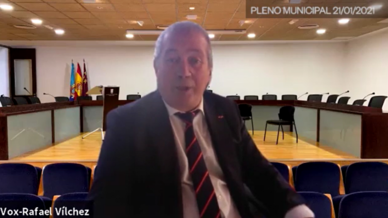 Rafael Vilchez durante el pleno telemático para la votación del II Plan de Igualdad de San Javier.