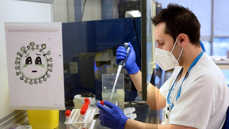 Un técnico de laboratorio del Hospital Pío del Rio Hortega de Valladolid, analiza pruebas PCR.