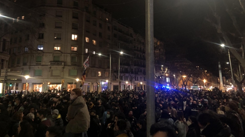 Manifestació a Barcelona en suport al raper Pablo Hasel.