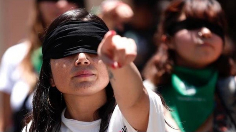 Protesta en Chile contra la violencia de género.