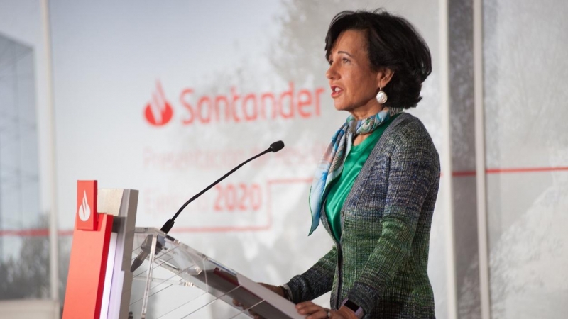 La presidenta de Banco Santander, Ana P. Botín, en la presentación de resultados de 2020 de la entidad.