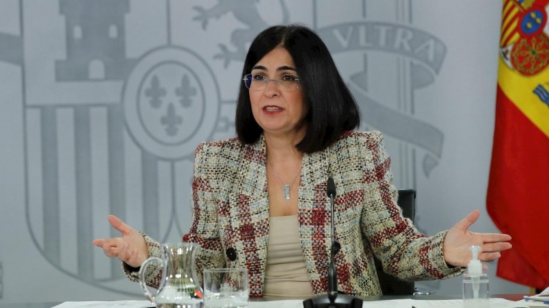 La ministra de Sanidad, Carolina Darias, en la rueda de prensa posterior a la reunión del Consejo de Ministros.