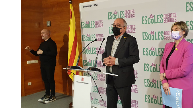 El conseller d'Educació, Josep Bargalló, i la consellera de Salut, Alba Vergés, durant la roda de premsa.