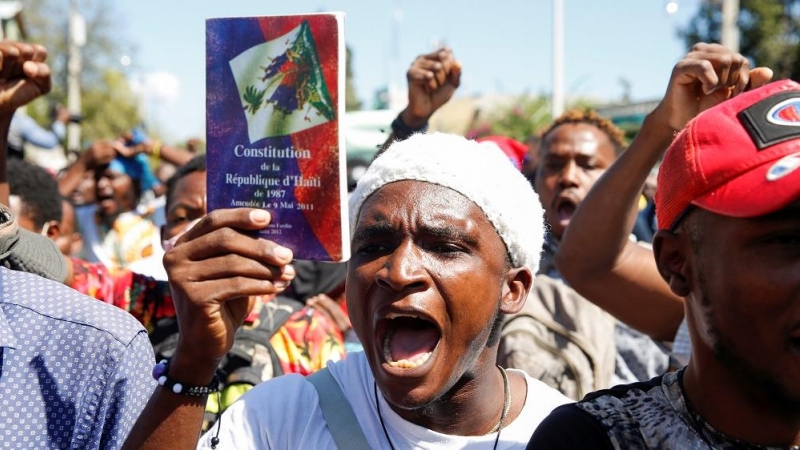 Imagen de una protesta ciudadana en Haití contra el presidente Moise.