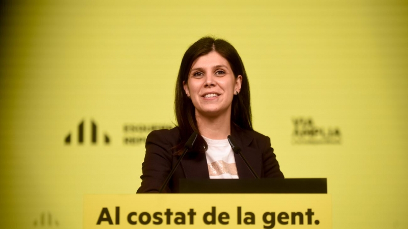 La secretària general adjunta d'ERC, Marta Vilalta, en roda de premsa telemàtica.