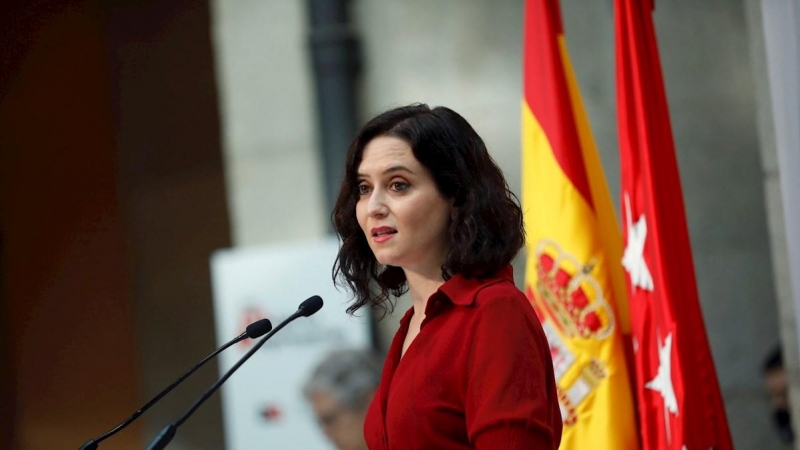 La presidenta de la Comunidad de Madrid, Isabel Díaz Ayuso, da un discurso este martes.