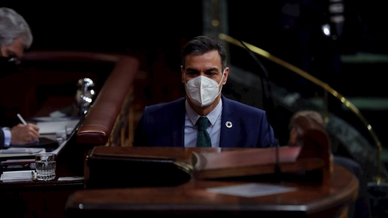 El presidente del Gobierno, Pedro Sánchez, se dirige comparece ante la Cámara este miércoles durante la sesión de control en el Congreso de los Diputados.