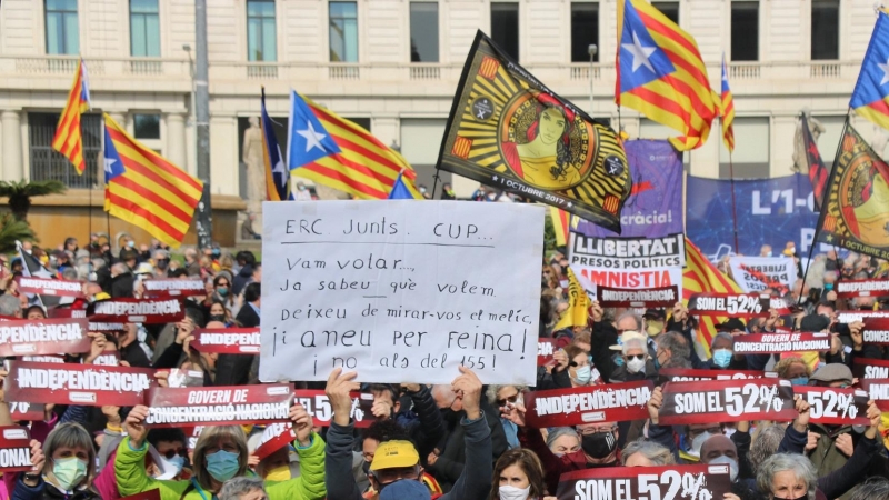 Concentració convocada per l'ANC a plaça Catalunya de Barcelona.