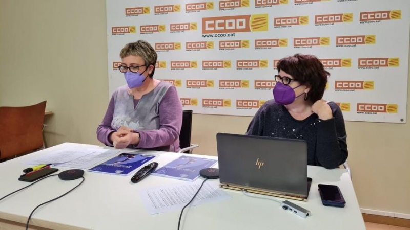 Imatge de la roda de premsa de CCOO sobre l'informe 'Treballs i crisi de la COVID-19: un impacte molt feminitzat'.