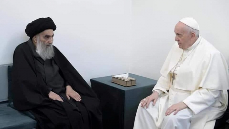 El papa Francisco junto al Ayatolá Al Sistani.