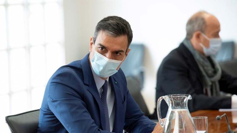 03/03/2021. Imagen de archivo del presidente del Gobierno, Pedro Sánchez, presidiendo la reunión sobre certificados de vacunación. - EFE