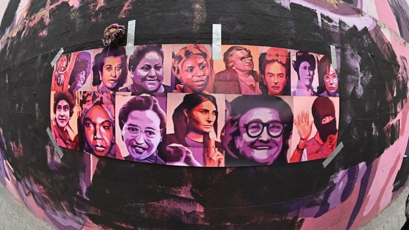 Mural feminista 'La unión hace la fuerza' del barrio de Ciudad Lineal destrozado