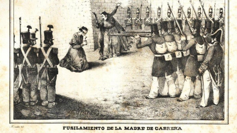 Recreació de l'afusellament de Maria Griñó en un dibuix de l'època.