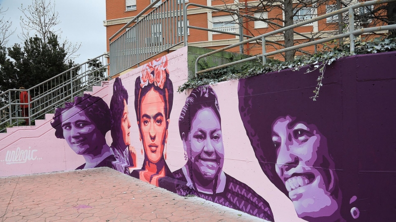 El mural feminista de Getafe antes de ser vandalizado.