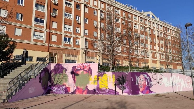 El mural feminista de Getafe tras ser vandalizado.