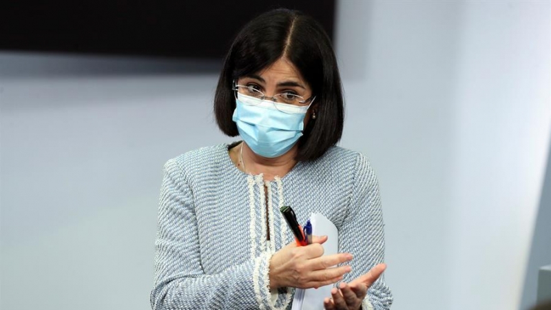 -La Ministra de Sanidad, Carolina Darias, ofrece una rueda de prensa al término del Consejo Interterritorial que se ha celebrado en el Palacio de la Moncloa, este miércoles en Madrid.
